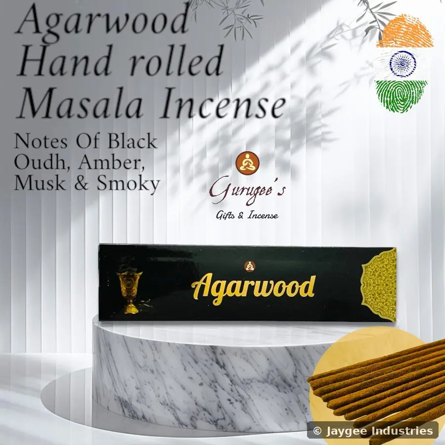 Gurugee's Agarwood | Oudh Hand Rolled Massala Incense Sticks Pack Of 10 Sticks