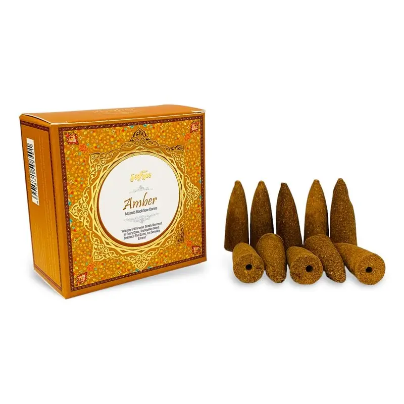 Jaygee Amber Backflow Incense Cones | Long-Lasting Aroma for Positivity, Stress